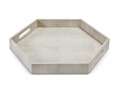 Ivory Grey Faux Shagreen Hexagon Tray