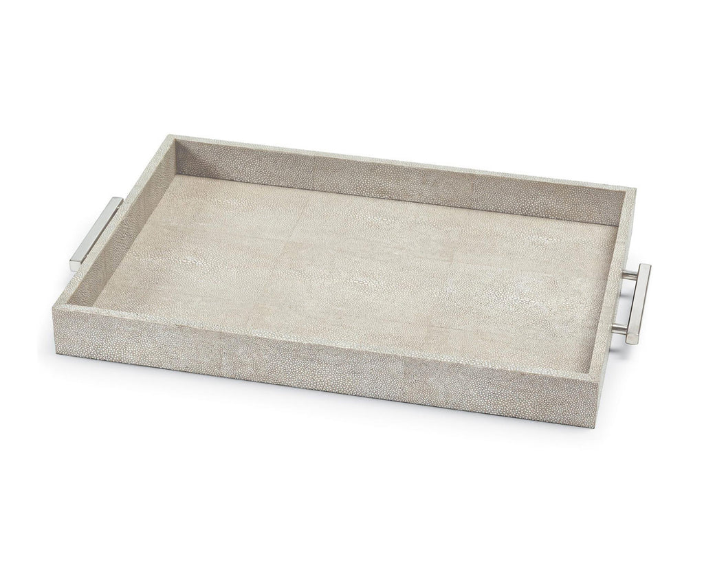 Ivory Grey Faux Shagreen Rectangular Tray