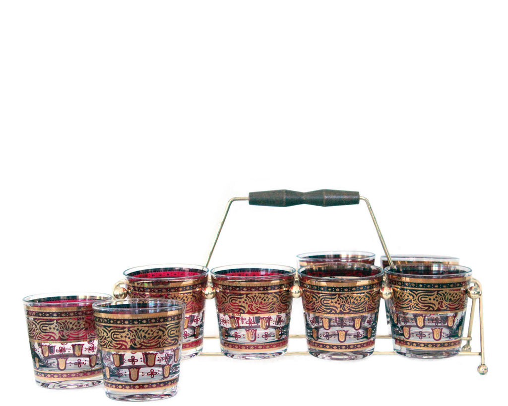 Colorful Red Mid-Century Rocks Glasses