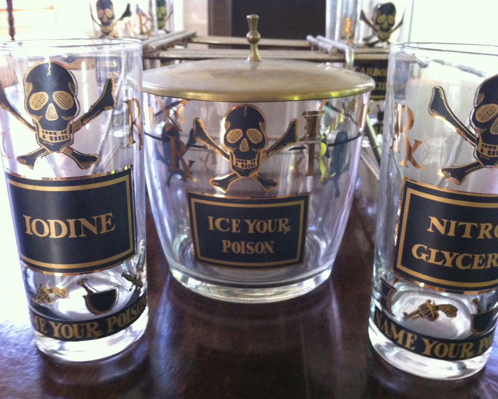 Georges Briard Skull Glasses & Ice Bucket