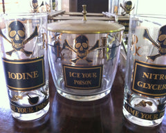 Georges Briard Skull Glasses & Ice Bucket