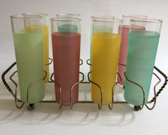 Colorful Mid-Century Glasses in Carrier